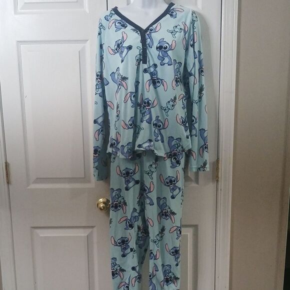 Stitch Disney super soft plush feel 2 pc  PJ pajama set  Sz L (12-14) NWOT - Picture 1 of 9